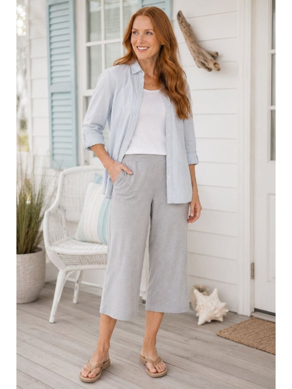 Weekends by Chico's Gray Cropped Pants Women's Size XL Casual Pull-On